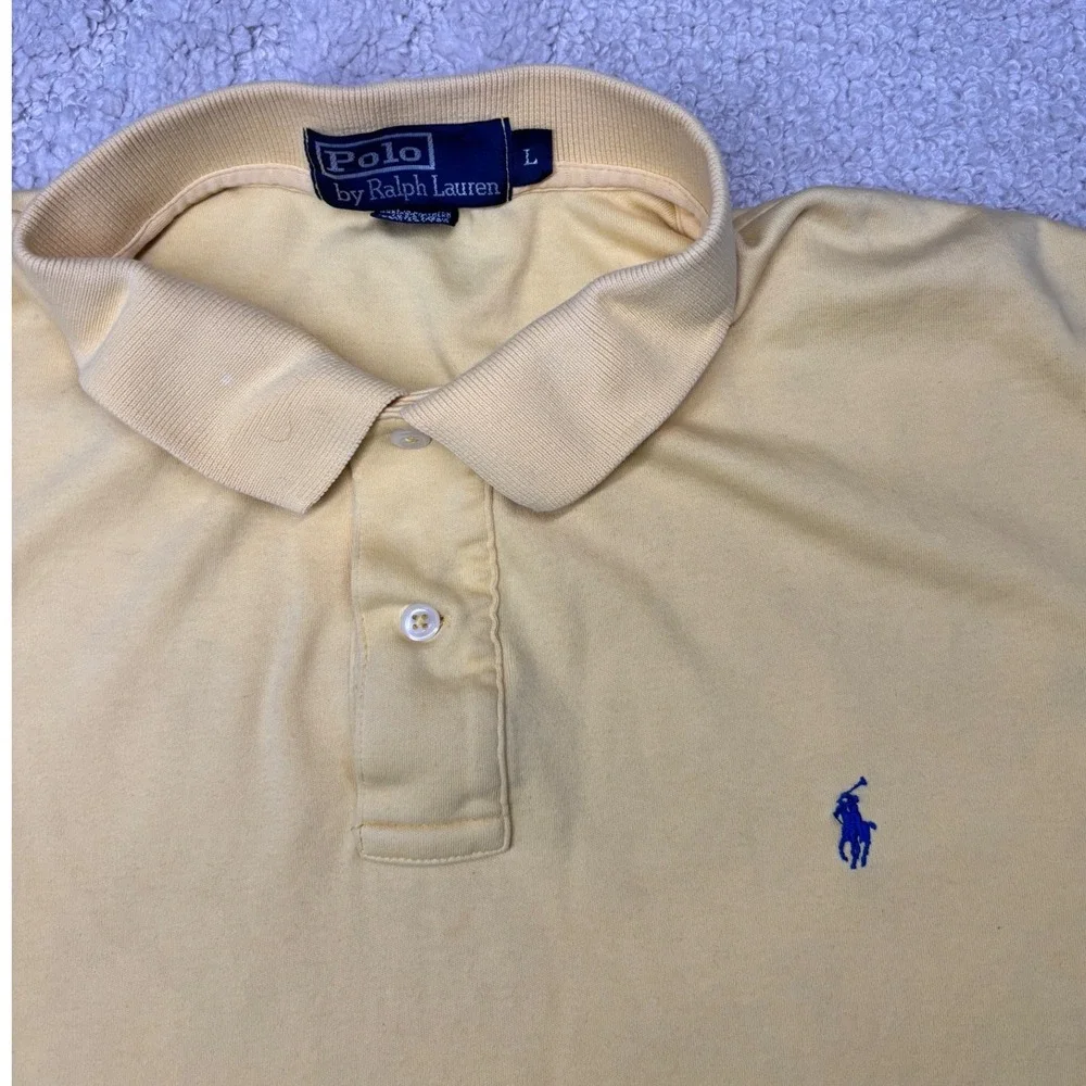 Polo Ralph Lauren Polo Shirt Mens Large Yellow Short Sleeve Embroidered Pony‎